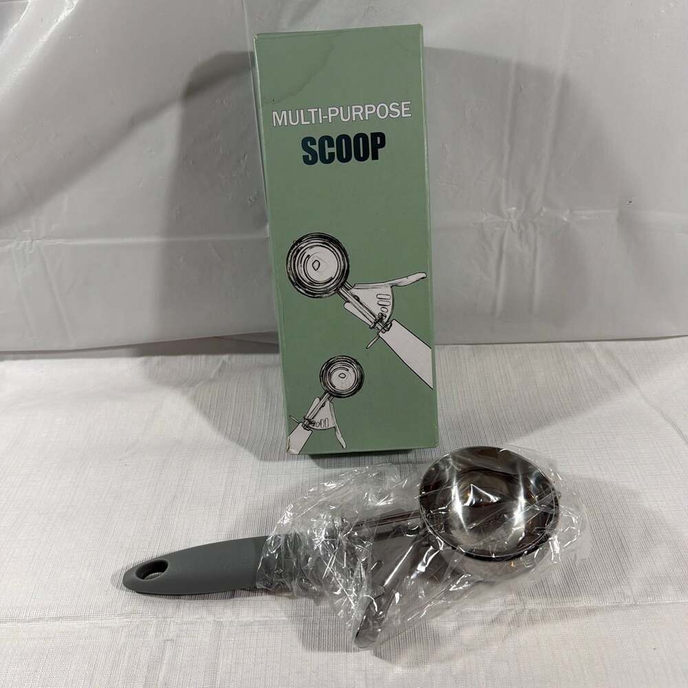 Multi-Purpose Stainless Steel Scoop with Easy Release Trigger - Gray Handle